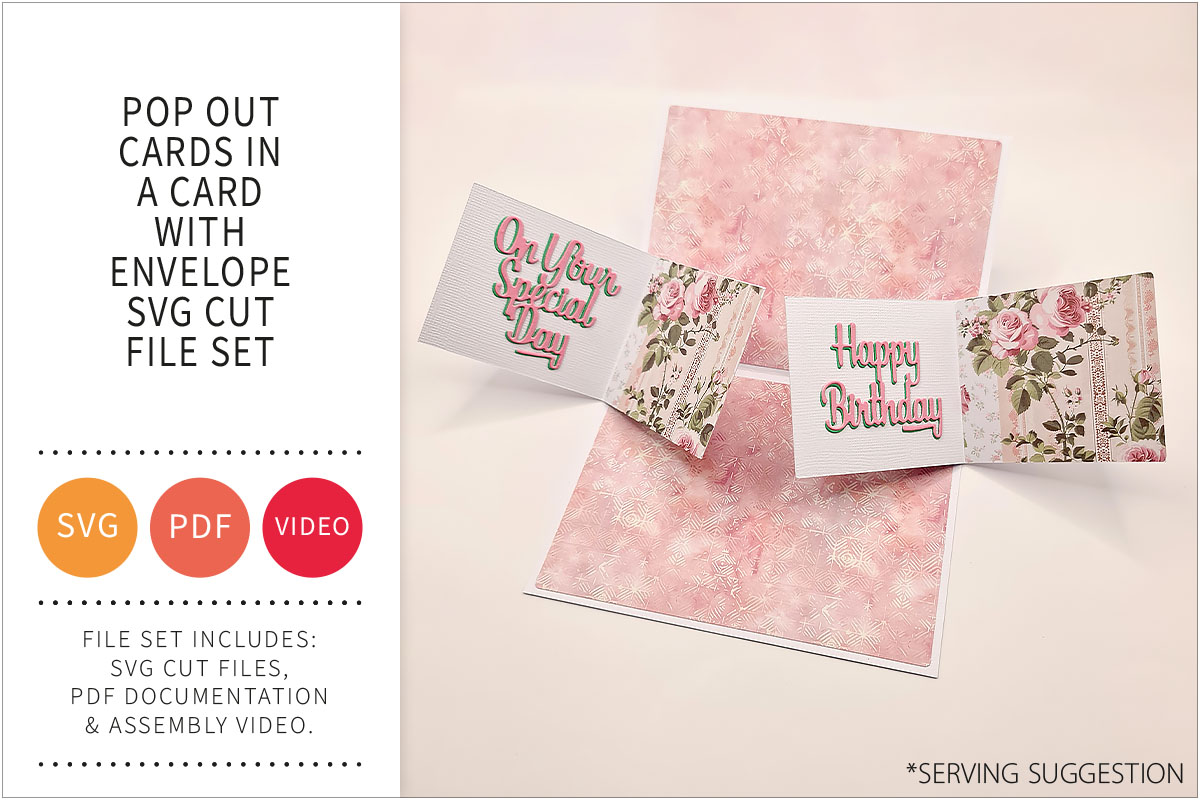 Pop Out Cards in a Card with Envelope SVG Cut File&nbsp;Set