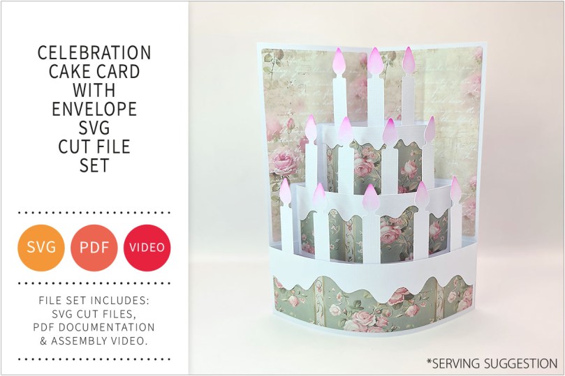 Celebration Cake Card with Envelope SVG Cut File&nbsp;Set