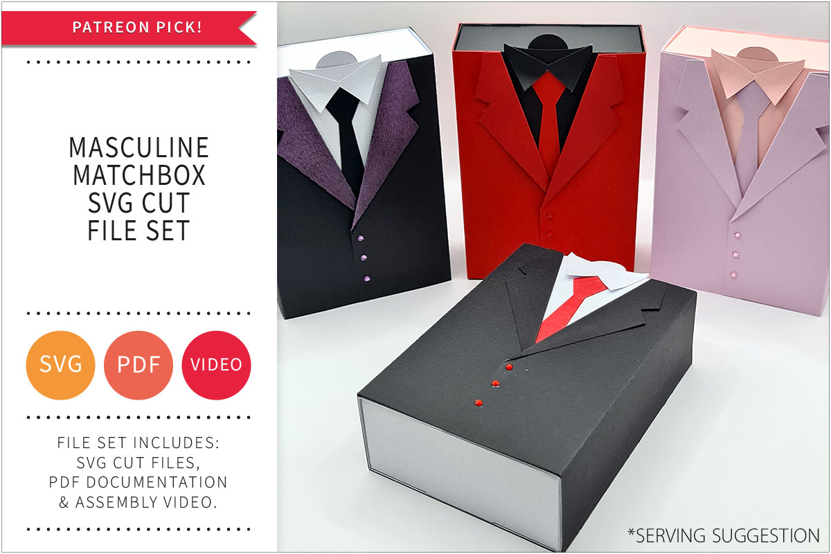 Masculine Matchbox Gift Box SVG Cut File&nbsp;Set