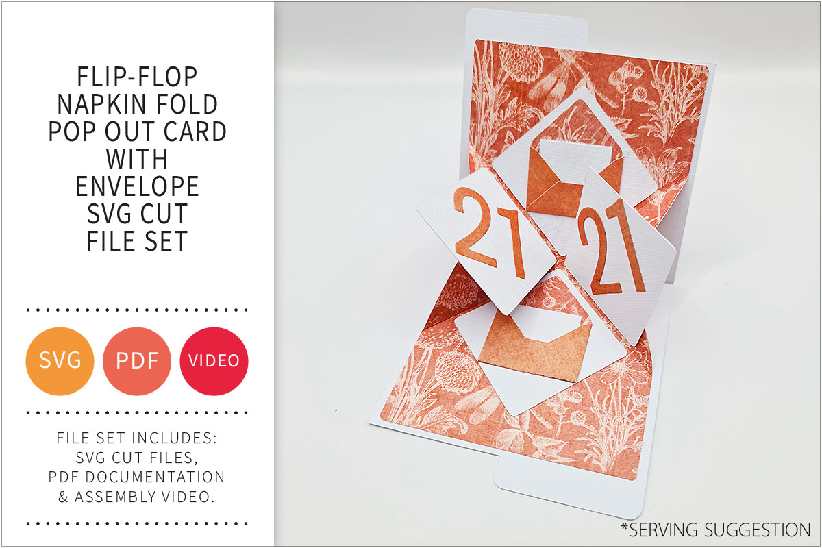 Flip Flop Napkin Fold Card with Envelope SVG Cut File&nbsp;Set