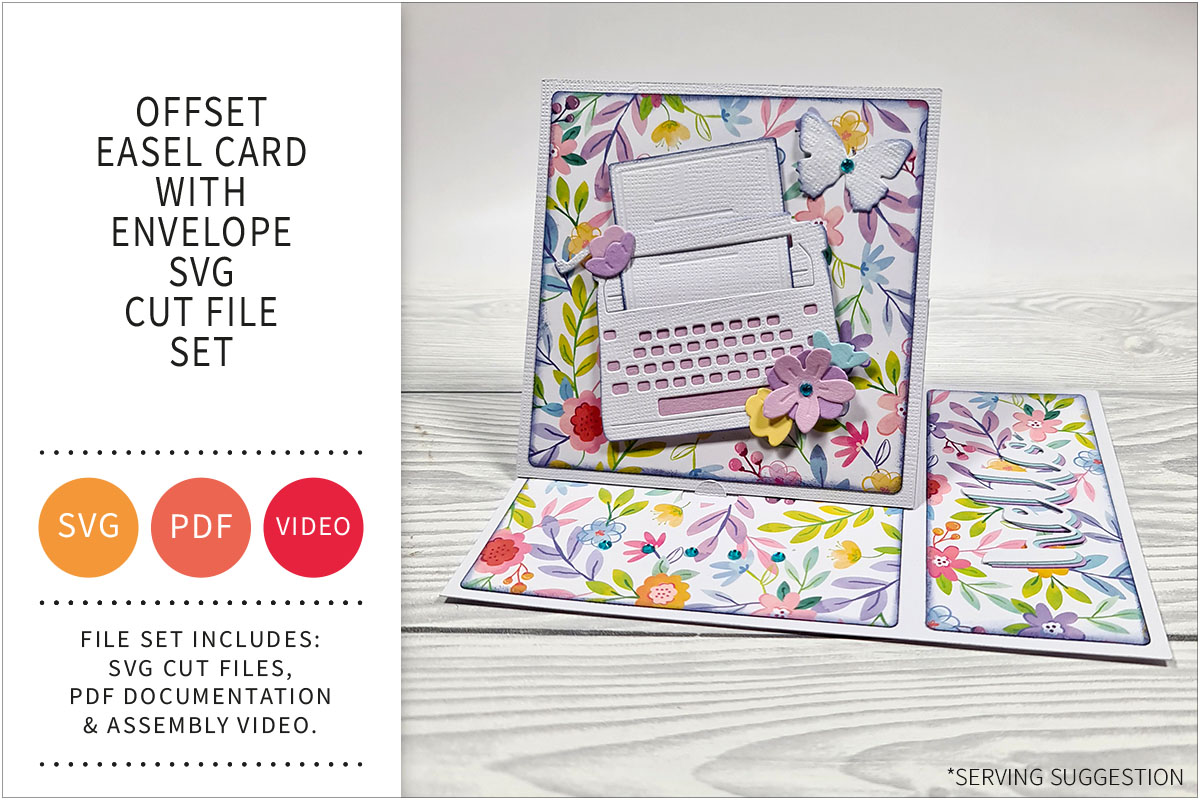 Offset Easel Card with Envelope SVG Cut File&nbsp;Set