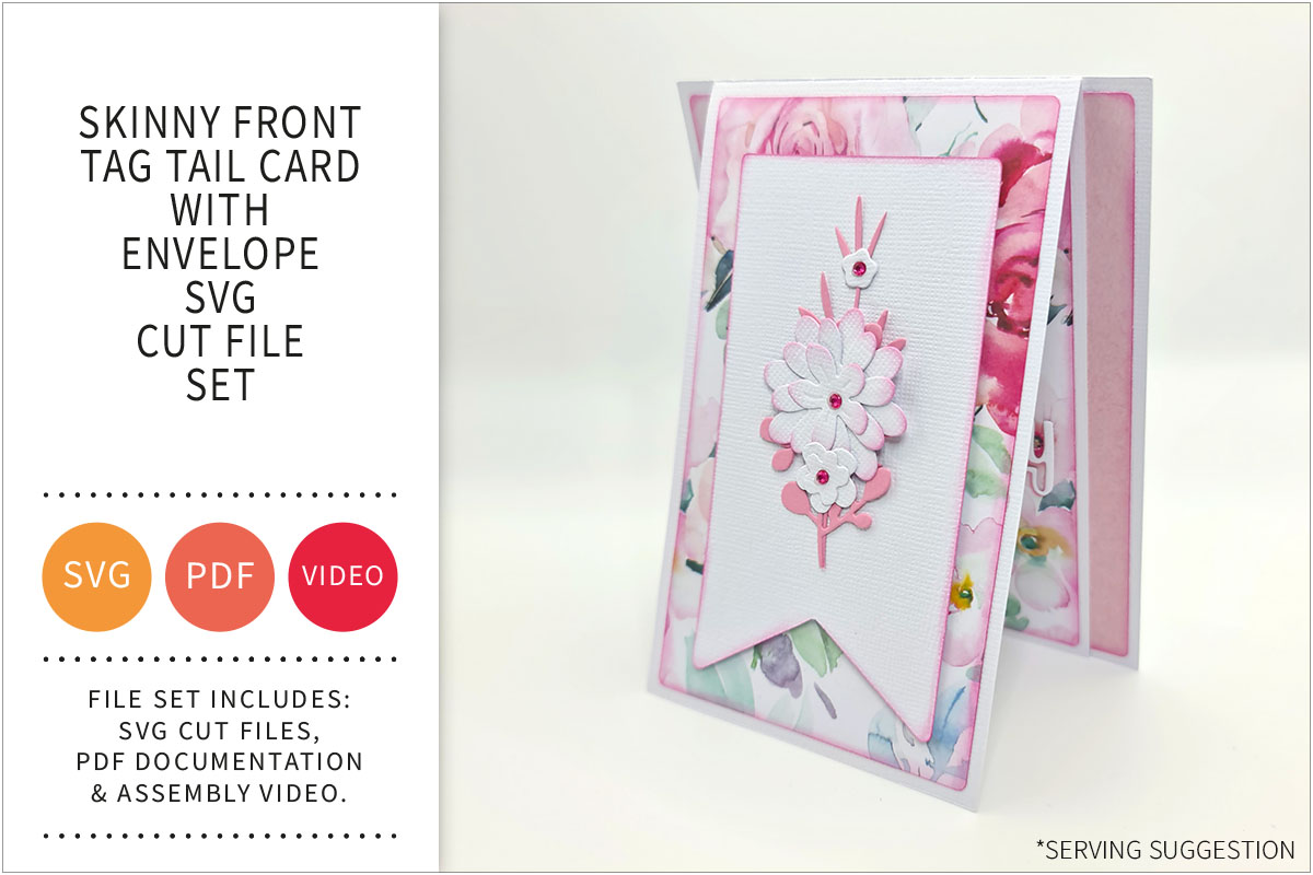 Skinny Front Tag Tail Card with Envelope SVG Cut File&nbsp;Set