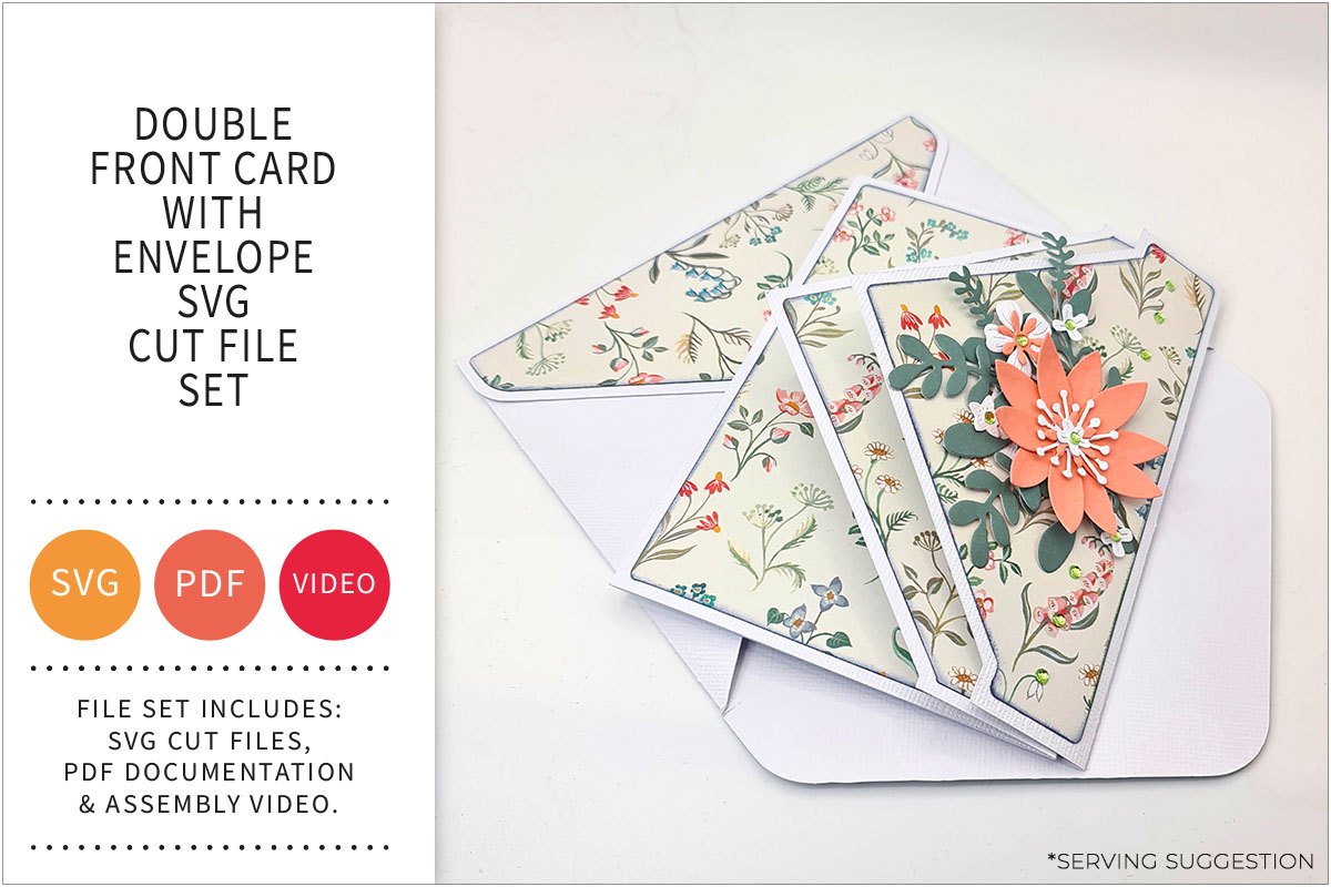 Double Front Card with Envelope SVG Cut File&nbsp;Set