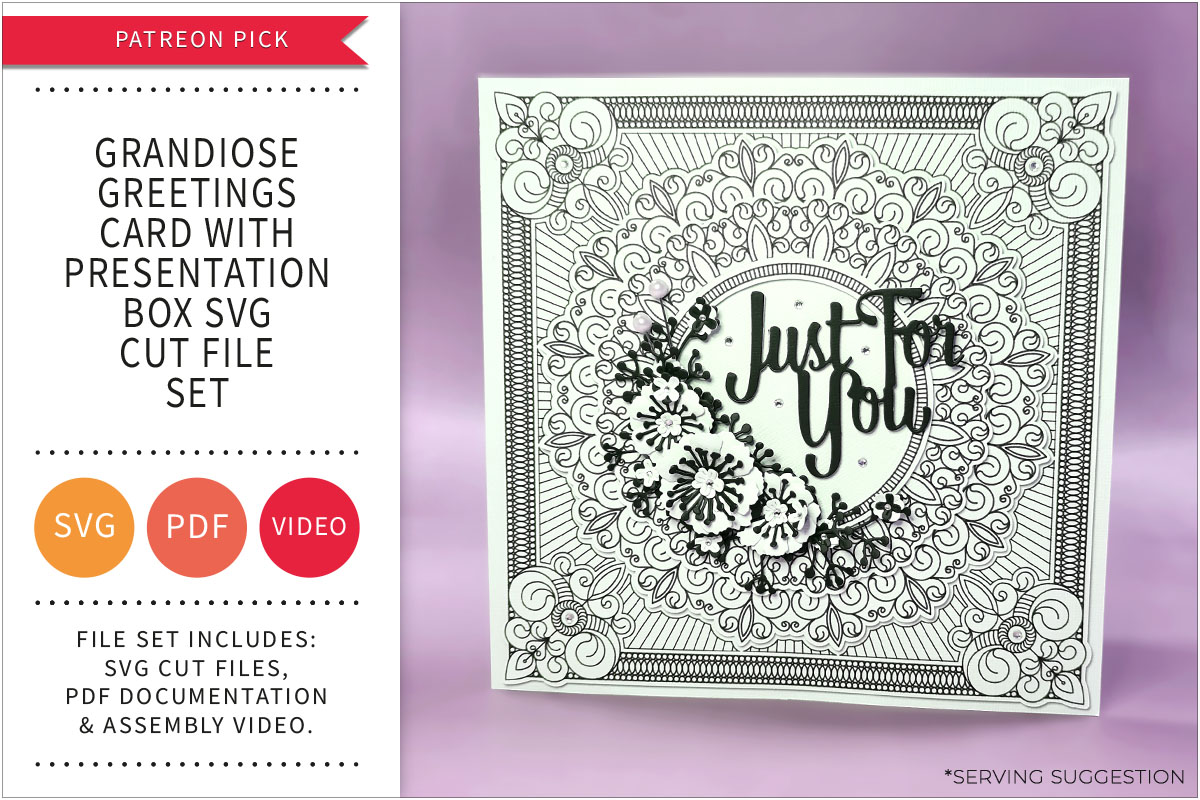 Grandiose Greetings Card with Presentation Box SVG Cut File&nbsp;Set
