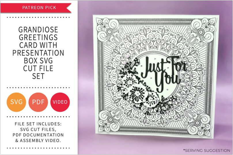 Grandiose Greetings Card with Presentation Box SVG Cut File&nbsp;Set