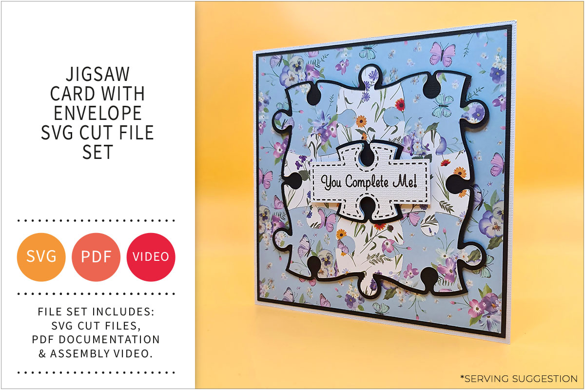 Jigsaw Card with Envelope SVG Cut File&nbsp;Set