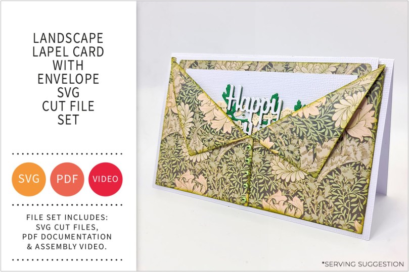 Landscape Lapel Card with Envelope SVG Cut File&nbsp;Set