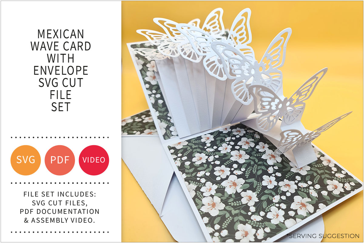 Mexican Wave Pop Up Card with Envelope SVG Cut File&nbsp;Set