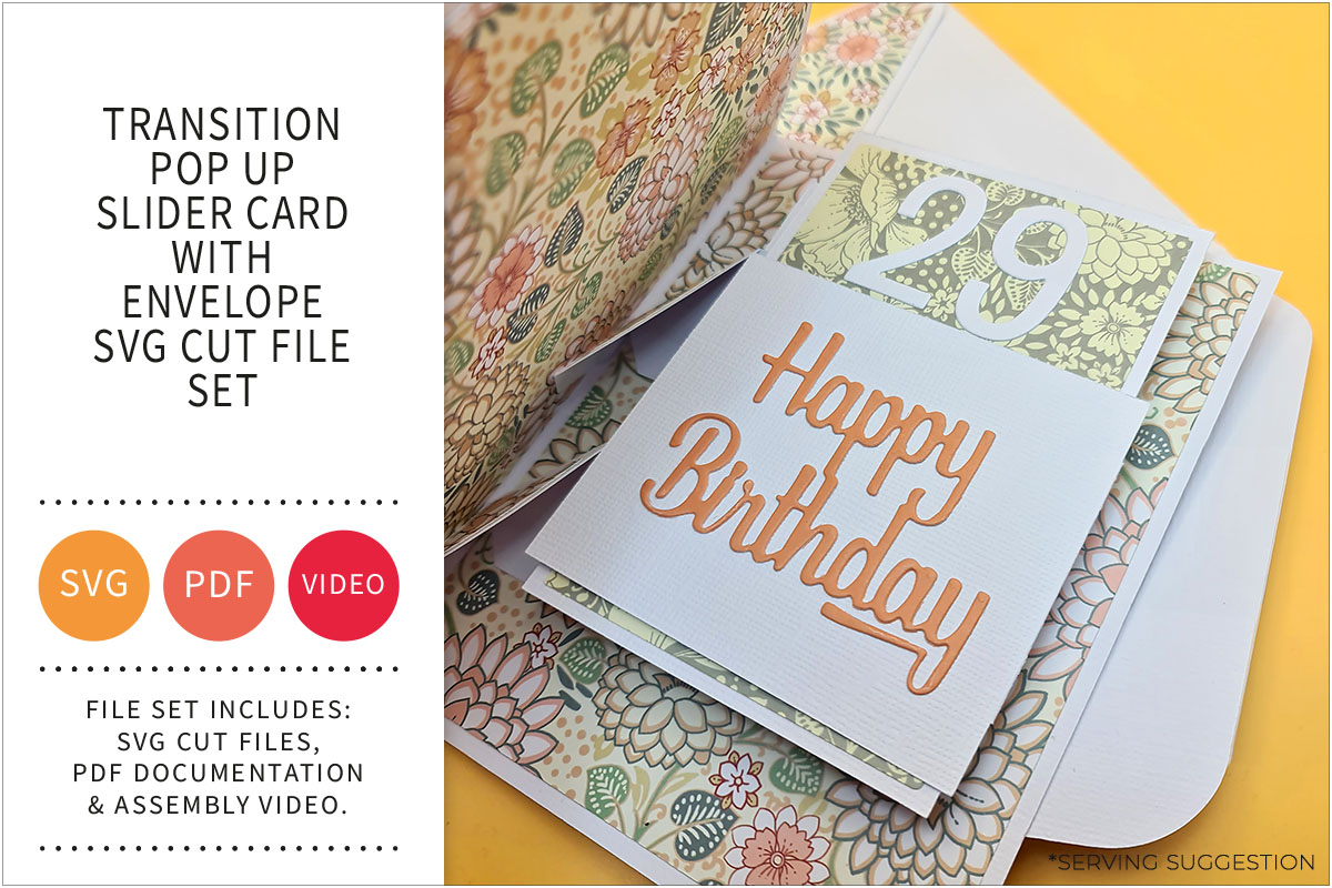 Transition Pop Up Slider Card with Envelope SVG Cut File&nbsp;Set