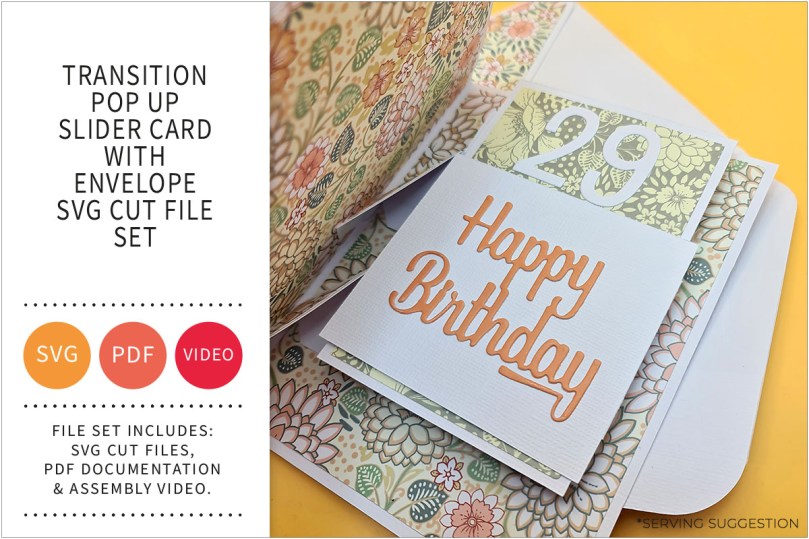 Transition Pop Up Slider Card with Envelope SVG Cut File&nbsp;Set