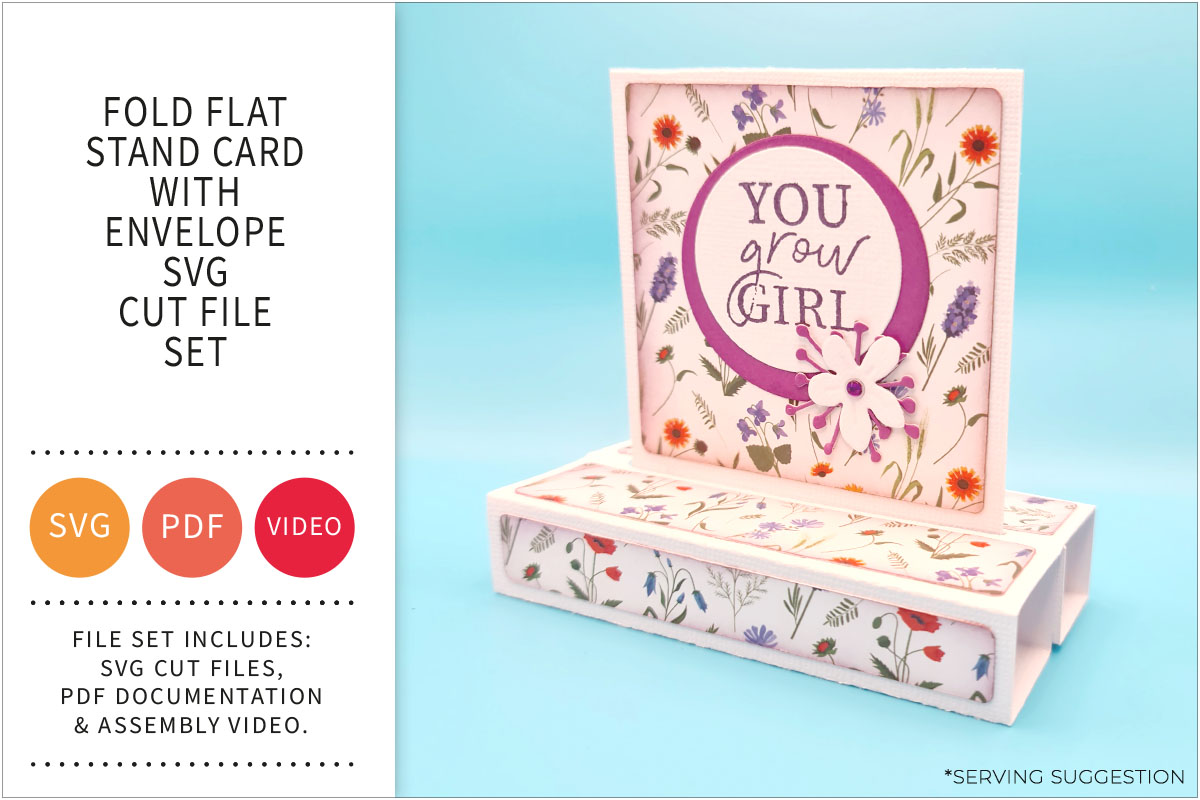 Fold Flat Stand Card with Envelope SVG File&nbsp;Set
