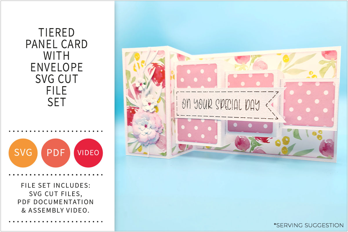 Tiered Panel Card with Gusseted Envelope SVG File&nbsp;Set