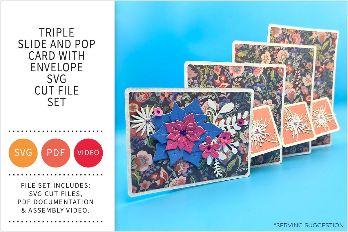Triple Slide and Pop Card with Envelope SVG File&nbsp;Set