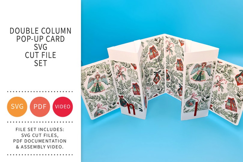 Double Column Pop Up Card with Envelope SVG File&nbsp;Set